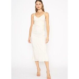 4 Sienna Jessika Satiny Midi Dress Ivory Size Small